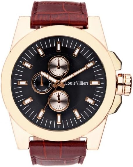 LVAG3733-16 Rose Gold/Brown Leather Strap Watch