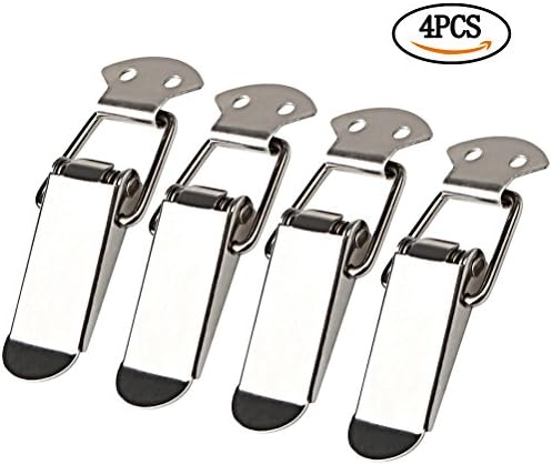 Hugesavings 4 Pcs Stainless Steel Spring Loaded Toggle, Silver Case Box Chest Trunk Latch Catch Clamp Clip