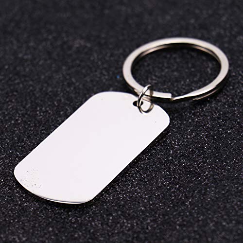 Monrocco 5pcs Stainless Steel Rectangular Keychain, Personalized Dog Tag Keychain