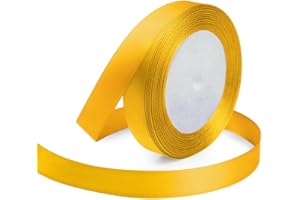 KMER LIFE Yellow Ribbon 5/8 Inches x 25 Yards, Yellow Satin Fabric Silk Ribbon for Gift Wrapping, Bows Making, Floral Bouquets, Wreaths, DIY Handicrafts, Sewing Projects, Baby Shower and Wedding Party