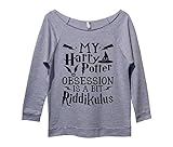 Funny Threadz Womens Raw Edge Harry Potter 3/4 Sleeve “My Harry Potter obsession Is A Riddi”