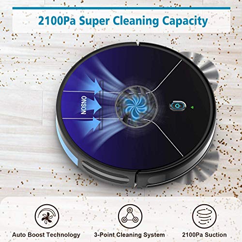 GOOVI by ONSON, 2100Pa Robot Vacuum Mapping with WiFi, Robotic Vacuum