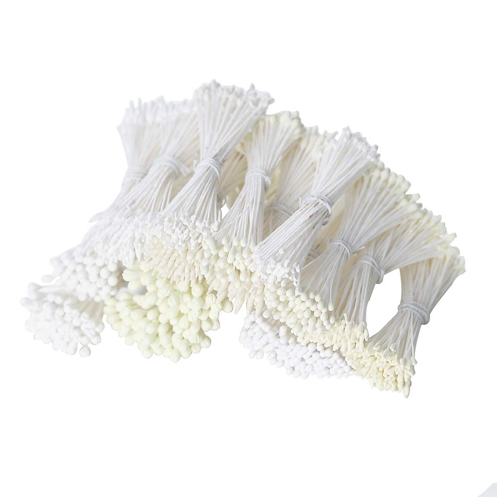 KALAIEN Flower Stamens 16 Bundles 1120 Pcs Double Heads Handmade Flowers Pollens Stamens 2.4-2.6-Inch Long