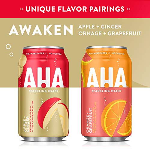 AHA Sparkling Water, Apple + Ginger Flavored Water, Zero Calories