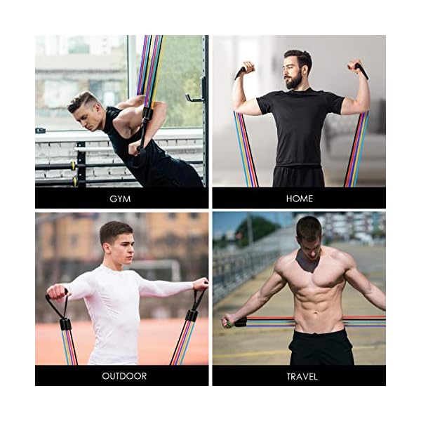 CLEEBORG Resistance Bands Set, Pull Rope Set Exercise Bands Set Men Home Workouts with Fitness Tubes, Foam Handles, Resistance Bands Exercise Elastic Pull Ropes for Indoor Strength Training(150LB)