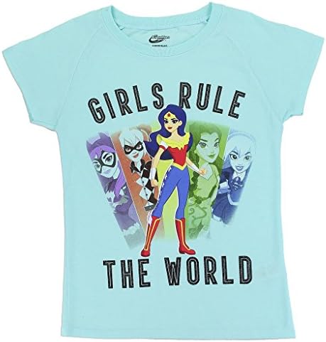 DC SuperHero Girls' Wonder Woman and Friends Tee Light Aqua