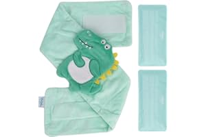 Hilph Baby Colic, Gas and Upset Stomach Relief, Heated Warmer Tummy Wrap with 2 Gel Packs for Newborns and Infants, Baby Heating Pad Swaddling Belt Natural Relief (Green Dinosaur)