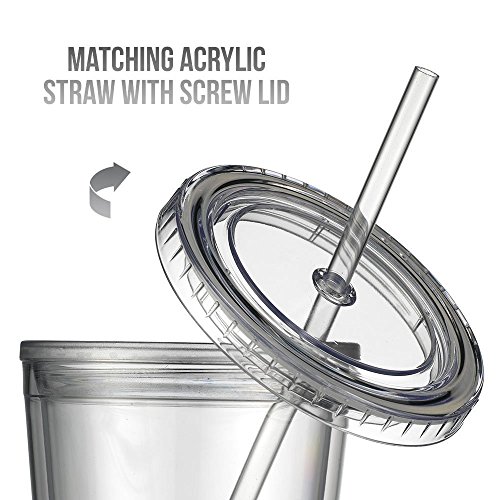 Maars Drinkware Bulk Double Wall Insulated Acrylic Tumblers with Straw