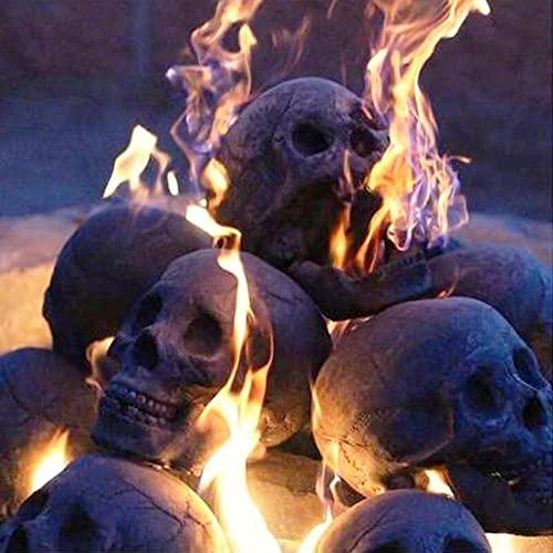 ANGRY LION Halloween Fire Pit Skull,Ceramic,Reusable Fireproof Fire Pit Halloween Decor for Party, BBQ, Bonfire, Campfire, Fireplaces M27