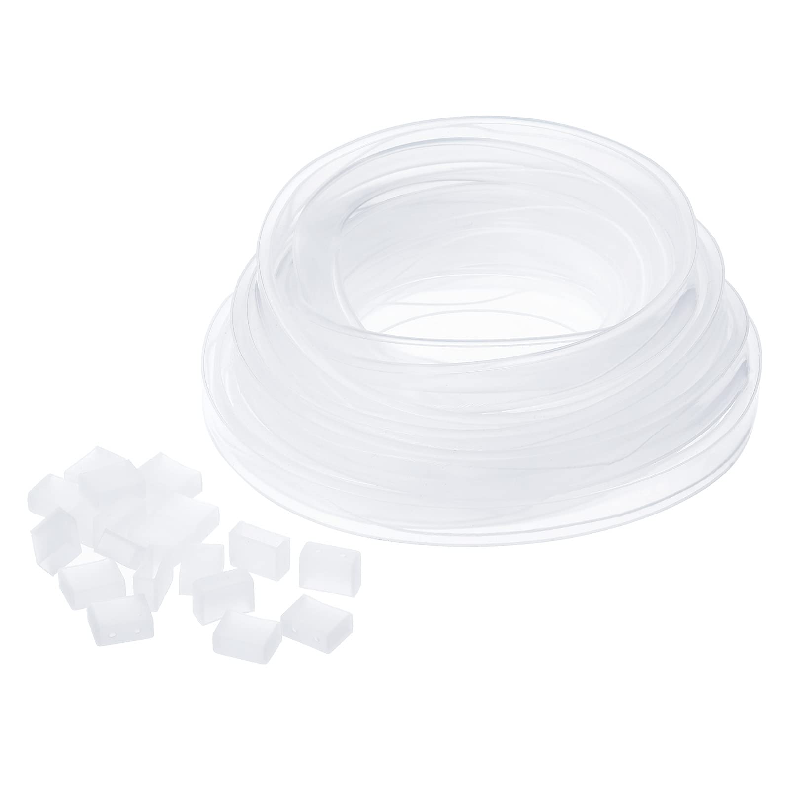 PATIKIL Silicone Tube Sleeve, 1 Set Protection Sleeve with 20pcs End Caps Fit 5050/5630/5730 10mm Wide LED Strip, Clear