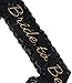 Embroidered Lace Bride to Be Bachelorette Sash - Black