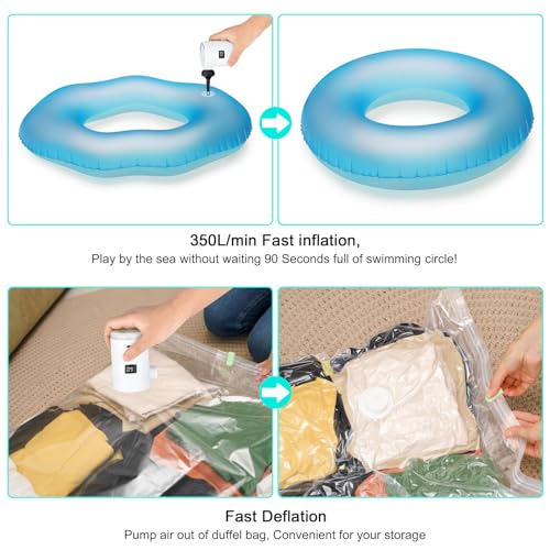Electric Air Pump, 4000 mAh Electric Pump for Inflatable Mattress with 4 Nozzles, Inflator Inflator, USB Rechargeable Lighting, for Outdoor Camping, Air Mattress