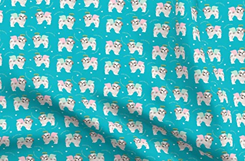 Spoonflower Fabric Tzu Turquoise Dog Angel Dogs on Chiffon at Amazon