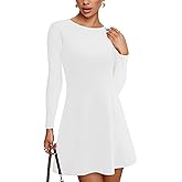 Mizoci Women's Long Sleeve Boat Neck Mini Dress A-Line Classy Party Short Dresses