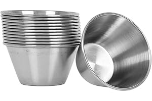 (36 Pack) 3 oz Sauce Cups, Commercial Grade Stainless Steel Dipping Sauce Cups, Individual Condiment Cups / Portion Cups / Ra