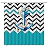 Anchor Shower Curtain Nautical Anchor Rugs Chevron Pattern Creative Watercolor Painting Black Green White Bathroom… 51MWDzTwGYL. SS100