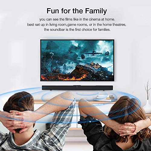 Sound Bar,Meidong Sound Bars for TV with Built-in Subwoofer, Wired and Wireless Bluetooth Soundbar Speakers with 4 Drivers,Optical Connection,Wall Mountable,Remote Control