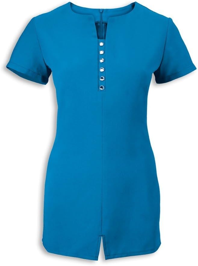 Ladies Crystal Cascade Feature Neck Beauty Salon Spa Therapist Work Wear Tunic