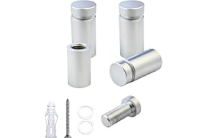 BESTANDOFF Pack of 4, Aluminum Standoff Screws, Wall Sign Standoff Mounting Hardware Advertising Glass Standoff for Acrylic Picture Frame (Satin Chrome Electroplated, 1/2" x 3/4")
