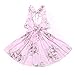 Flofallzique Cotton Vintage Floral Toddler Girls Dress Pink Backless Birthday Party Christmas Dress