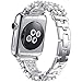 Handgear Band Compatible with Apple Watch, Handmade Classy Bling Crystal Rhinestone Diamond Bracelet Strap Replacement Band Series 7 6 5 4 3 2 1 Se (BD Silver, 38mm/40mm/41mm)