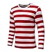 OThread & Co. Men's Long Sleeve Striped T-Shirt Basic Crew Neck Shirts (Medium, Red&White)