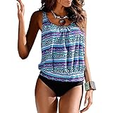 Chenghe Women Padded Push Up 2 Pieces Tankini Sets Printed Casual Beachwear