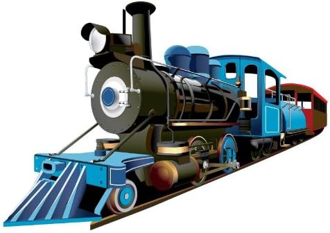 Wallmonkeys Blue Steam Engine Train Wall Decal Peel and Stick Graphics for Kids (12 in W x 8 in H) WM87584