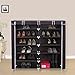 SONGMICS 7 Tiers Shoe Rack Closet with Fabric Cover Portable Shoe Storage Organizer Cabinet Dark Brown URXJ12Z