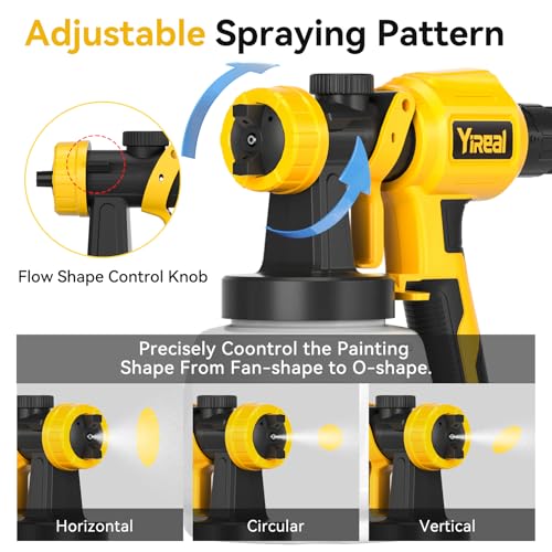 YFFU Fence Paint Sprayer 800W,Electric Spray Paint Gun with 3 Meters Cable 1.8M Hose 1300ml Container,HVLP Spray Gun 3 Nozzles 3 Spray Modes for House Painting Wall Ceiling Furniture,Black