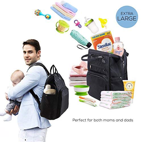 Baby Diaper Bags Backpack-Smart Organizer Large Capacity Multifunction,Stylish for Women and Men,Bonus Travel Changing Pad， Black,BJ03 - Thumbnail 7
