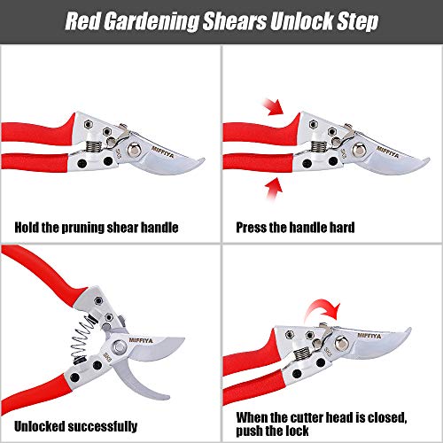 Professional Hand Pruning Shears Set, Bypass Gardening Shears with Stainless Steel / SK-5 High Carbon Steel, 1'' Cutting Capacity, Suitable for garden art, trimming branches, flowers, vines, etc - Thumbnail 4