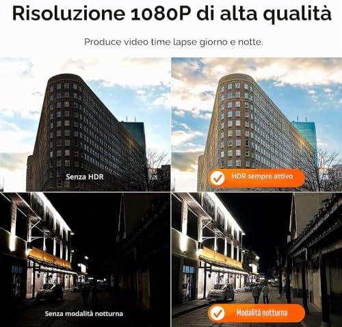 BCC300-C - Kit video Timelapse - Telecamera TLC300 1080P FHD HDR, schermo LCD IPS, custodia protettiva classe IPX4, morsetto di fissaggio