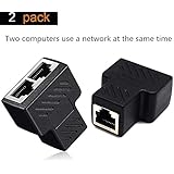RJ45 Splitter Adapter, AKwor 2-PACK Ethernet Cable Splitter Cat5, Cat5e, Cat6, Cat7,RJ45 Network Extension connector Ethernet Cable Sharing Kit for Router TV BOX Camera PC Lapop