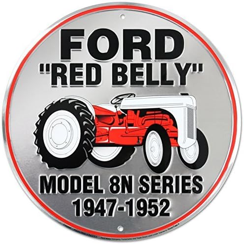 Yours Dec Metal Tin Sign Ford Red Belly Model 8N Red Tractor Retro Vintage Die-Cut Round Tin Sign