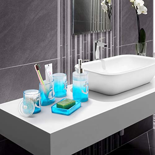 Bathroom-Accessories-Set-5-PCS-Resin-Glass-Bath-Ensemble-Set-Soap-Dispenser-Soap-Dish-Tumble-Cup-Toothbrush-Holder-Cotton-Canister-Modern-Bathroom-Home-Decor-Countertop-Vanity-Organizer Bathroom Accessories Set, 5 PCS Resin Glass Bath Ensemble Set - Soap Dispenser + Soap Dish + Tumble Cup + Toothbrush…