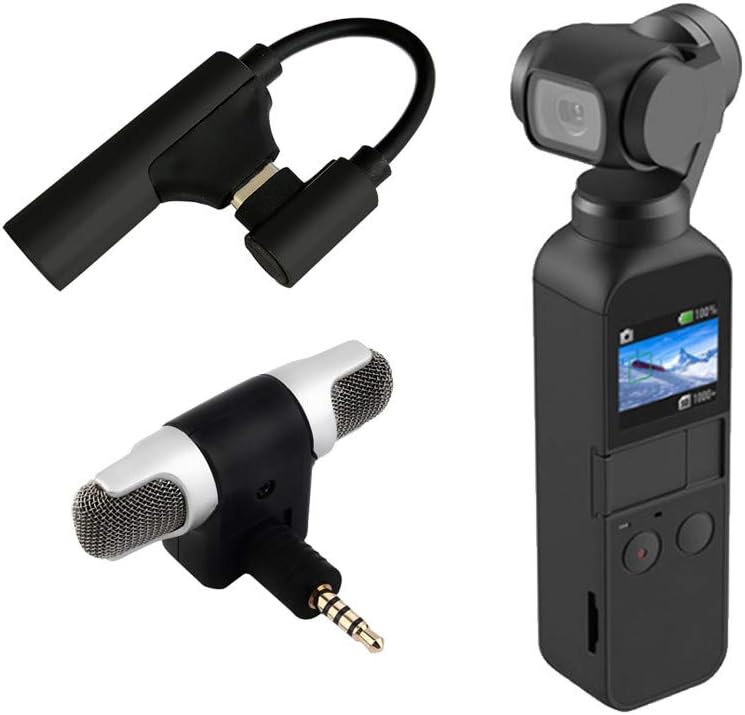 Hisoul for DJI Osmo Pocket Wireless Microphone | 90 Degree Folding | Type C to 3.5mm | Audio Adapter External Wireless Microphone (Black)