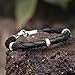 NOVICA Artisan Handmade Men's Leather Braided Bracelet Collectible Silver Wristband Sterling No Stone Peru [8.75 in L x 0.3 in W] ' Bold Black'