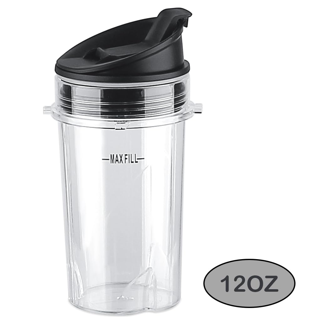 Anbige Replacement Parts 2pcs 12oz Cups with Lids, Compatible with Ninja BL770 BL660 BL810 QB3000 All Pro 4 Tabs Blenders