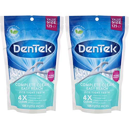 Dentek Complete Clean Floss Picks Back Teeth, 125 Ct Bag (Pack of 2) - //coolthings.us