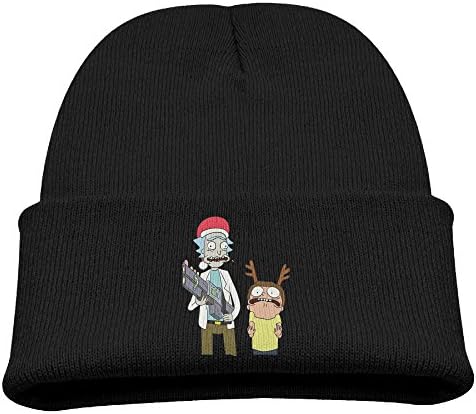 Merry Christmas Rick And Morty Girls Soft Black Knit Hat Beanies Cap