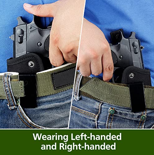 2 Pack Gun Holsters, Gun Holster, Inside Outside Waistband Holster for Pistols, IWB Belt Holster for Right & Left Hand, Fits Subcompact Compact Full Size Pistols (Green)