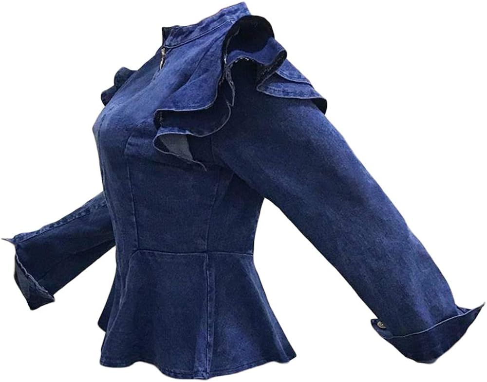 plus size ruffle denim jacket