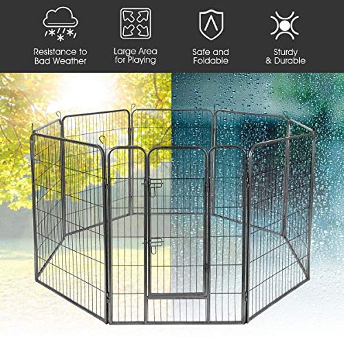 Giantex 40/48inch Dog Playpen with Door, 16/8 Panel Pet Playpen for