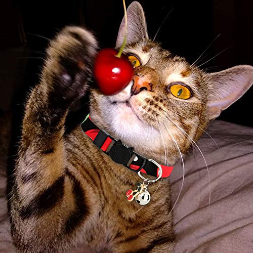 Watermelon Cherry 2 Pack Cat Collar Breakaway with Charm Safe Kitten Collars with Bell - Thumbnail 6