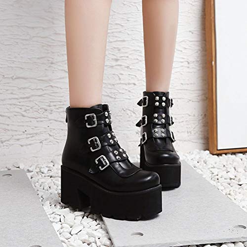 YIYA-Womens-Studded-Mid-Calf-Combat-Boots-Black-Goth-Platform-Boots-Round-Toe-Buckle-Chunky-Heel-Booties