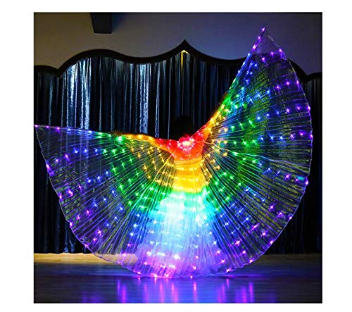 Ironhorse Womens Butterfly Wings Elf Costume Accessories Shawl Party Cosplay LED Luminous Five Colors Dancing Luminous Props Fluorescent Belly Dance Cape