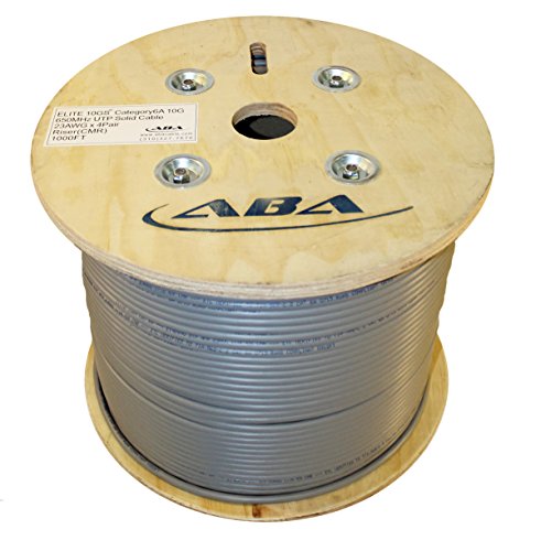 Infinity Cable CAT6A 10G CMR Riser 650MHz, 1000 Feet, 23AWG, UTP Unshielded, Solid 100% Bare Copper, UL Certified, Bulk Cable, Gray