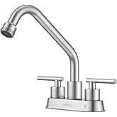 APPASO Utility Sink Faucet, Laundry Sink Faucet, 4 Inch Centerest Laundry Faucets for Utility Sink, NPT3/4 Thread End Spout for Garden, 2 Handle, Brushed Nickel Faucet for 2 or 3 Hole