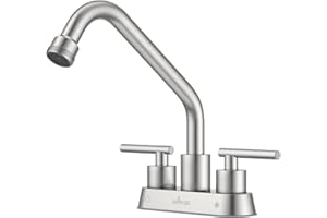 APPASO Utility Sink Faucet, Laundry Sink Faucet, 4 Inch Centerest Laundry Faucets for Utility Sink, NPT3/4 Thread End Spout for Garden, 2 Handle, Brushed Nickel Faucet for 2 or 3 Hole